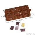 Detailed view of a 12-cavity rectangular chocolate silicone mold showing exact dimensions. - 12-Cavity Waffle Mold (84131)