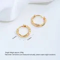 Pendientes de aro retorcidos de acero inoxidable dorado, 14,8 mm de diámetro exterior - Pendiente de Aro Irregular (H66-2b)