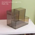 Brown transparent 3-compartment acrylic desk organizer for office stationery storage - Black 3-Grid Style