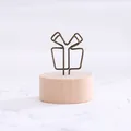Creative zakka style wooden base memo clip with a vintage bronze metal wire holder - Gift