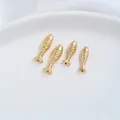 Edelstahl-Fischschuppen-Anhängerperle in Goldoptik für die Schmuckherstellung - Fisch Zwischenperle (H65-8) / Groß Schuppenmuster (17.0x5.0mm) / Gold