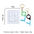 DIY non-contact door opener silicone resin mold for keychain with dimension markings - 60-589 (Long Hook Design)