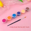6-Farben Acrylfarben-Set inklusive einem Pinsel für Kinder DIY Handmalerei Bastelprojekte - Farbmodell A (Mit Pinsel) / Sechsfarbig