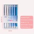 Set of 6 Morandi blue retractable gel pens in a clear PVC storage case, 0.5mm tip - 0.5mm / 6Pcs/Set / Gradient Blue