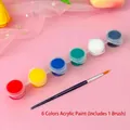Set mit 6-Farben-Acrylfarben und einem Pinsel für DIY-Kunstprojekte von Schülern - Farbmodell B (Mit Pinsel) / Sechsfarbig