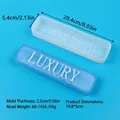 Detail view of rectangular LUXURY resin mold with precise dimensions in cm and inches. - LUXURY Strip Style (60-1456)