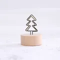 Creative Zakka style wooden memo holder with bronze tree-shaped iron wire photo clip - Pine Tree