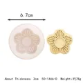Detail view of flower silicone mold showing 6.7cm diameter and finished resin piece - Five-Petal Flower (50-1466-D) / White