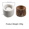 Détail du moule en silicone pour pot de fleurs DIY avec dimensions et effet texture bois - Style Cylindre Grain de Bois (50-956-B) / Gris