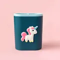 Cute blue cartoon unicorn pen holder desktop organizer for students stationery storage - Unicorn