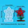 Detailed dimensions of flower-shaped silicone resin mold with finished product sample - Hibiscus Insert Mold (60-1499)