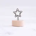 Retro star-shaped iron wire message clip with cylindrical wooden base for photo and note - Pentagram