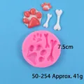 Silikonform mit Hundepfote und Knochen für Fondant, Schokolade und DIY-Harzhandwerk - Hundeknochen Katzenpfote (50-254-A) / Rosa / Durchmesser 7.5cm