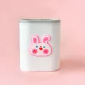 White desk pen holder storage box with cute cartoon rabbit design in pink finish - Bunny