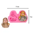 Pink silicone mold for DIY laughing monk gypsum ornaments with size and weight specs - 50-1595-A (Double Laughing Buddha)
