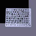 White plastic hollow painting stencil with diverse weather and travel icons for DIY crafts - Daily Icons Theme