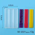 Molde de silicona rectangular de 3 cavidades para horquillas de resina DIY con peso - Estilo Geométrico de Tiras (50-2227) / Aprox. 13g (6.4x4.3x0.5cm)