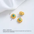 24K vergulde turquoise tussenkraal voor DIY-sieraden maken - Turquoise Platte Ronde Kraal met Schroefdraad (A124-1) / 1 Stuk / Goud