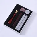 Luxury vintage wax seal stamp gift set including silver wax bars and wooden handle. - Ribbon Seal Stamp