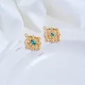 Elegant 14K gold-filled rhombic pendant with blue gemstone and floral filigree details - Blue Zirconia Rhombus Pendant
