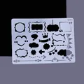 White plastic DIY hollow painting stencil with various decorative frames and icons - Dialog Box Theme