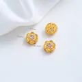 Holle 24K vergulde bloemvormige tussenkralen met paarse steen voor DIY sieraden maken - Tanzaniet Lotus Witte Zirconia (A124-2) / 1 Stuk / Goud