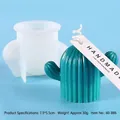 Close-up detail of a white silicone cactus mold alongside a teal candle finished product - 60-886