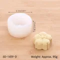 Detailed view of flower silicone mold showing dimensions and sample flower soap - Five-Petal Cherry Style (50-1459-D) / White