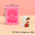 Handmade number 2 candle silicone mold with a cute cartoon fox for birthday cake decoration - Number 2 (50-3425-A) / 7.5x5.5cm / Pink