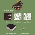Rainbow scratch paper art set with 100 notes, 2 drawing stencils and bamboo sticks - Note Pad Style / 100 Sheets Set / Iridescent