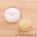 Detailed view of flower silicone mold with finished specimen and dimension markings. - 3D Floral Style (50-1458-D) / White