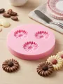 Pink three-hole sunflower silicone mold for DIY fondant cake baking and chocolate - Pink