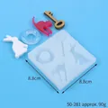 Molde de silicona cuadrado de 8,8 cm con llave vintage conejo y gato para resina - Combinación Conejo Gato Llave (50-281-D)