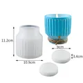 Detail view of DIY silicone jar mold with dimensions and finished candle example - Striped Style (60-1389)