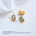 24K vergulde rechthoekige filigraan kralen met groene edelsteen voor DIY sieraden maken - Blauw Water Jadeiet Filigraan Tussenkraal (A124-4) / 1 Stuk / Goud