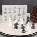 Detailed view of silicone mold for DIY resin international chess with finished pieces - International Chess Full Set Mold