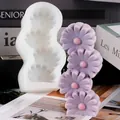 Detailed view of 3D stacked daisy flower silicone mold for handmade candle craft - Chrysanthemum (50-2628) / White