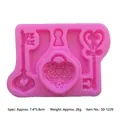 Molde de silicona rosa con diseños de cerradura de corazón y llaves ornamentadas - Llave Cerradura Corazón Vigne (50-1239-A)