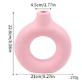 Detail view showing dimensions of pink donut-shaped plastic vase ornament - L / Pink