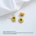 Prachtige 24K vergulde rechthoekige afstandhouders met groene steen voor DIY sieraden - Jaspis Rechte Buis Tussenkraal (A124-6) / 1 Stuk / Goud