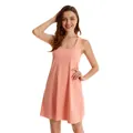 Soft and breathable casual sleeveless tank dress in peach pink stretchy cotton fabric - Pink