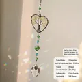 Handmade heart-shaped Tree of Life crystal suncatcher with rainbow light refraction effect - Tree Of Life Style C - Green / Green