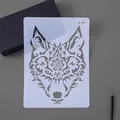 Creative wolf head mandala pattern stencil for DIY painting and artistic craft projects - Wolf (7)