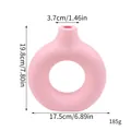 Detailed dimensions of a pink donut-shaped minimalist plastic vase for home decoration - M / Pink