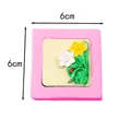 6cm square silicone mold for flower soap candle making with weight 104g - Square Floral Style (50-779-A) / Pink
