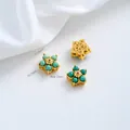 Exclusieve 24K vergulde turquoise bloemvormige kralen voor DIY-sieraden accessoires - Magnesiet Turquoise Vijfbladige Bloem Tussenkraal (A124-7) / 1 Stuk / Goud