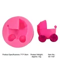 Pink baby stroller shaped silicone fondant mold for DIY cake decorating and baking crafts - Stroller Style (50-1187)