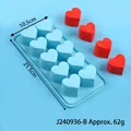 Blue 10-cavity heart shaped silicone mold for ice and chocolate, size 21.5x10.5cm - 10-Cavity Style (J240936-B) / 10-Compartment Pack / Blue