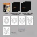 Set artistico da grattare serie leone con 5 stencil animali e carta arcobaleno - Serie Leone (1 Leone) / Set da 11 Pezzi (21*29cm) / Nero