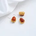 Natuurlijke Nanhong agaat kalebas kraal met 24K verguld koper voor DIY sieraden maken - Zuid-rode Agaat Kalebas Tussenkraal (A124-8) / 1 Stuk / Goud